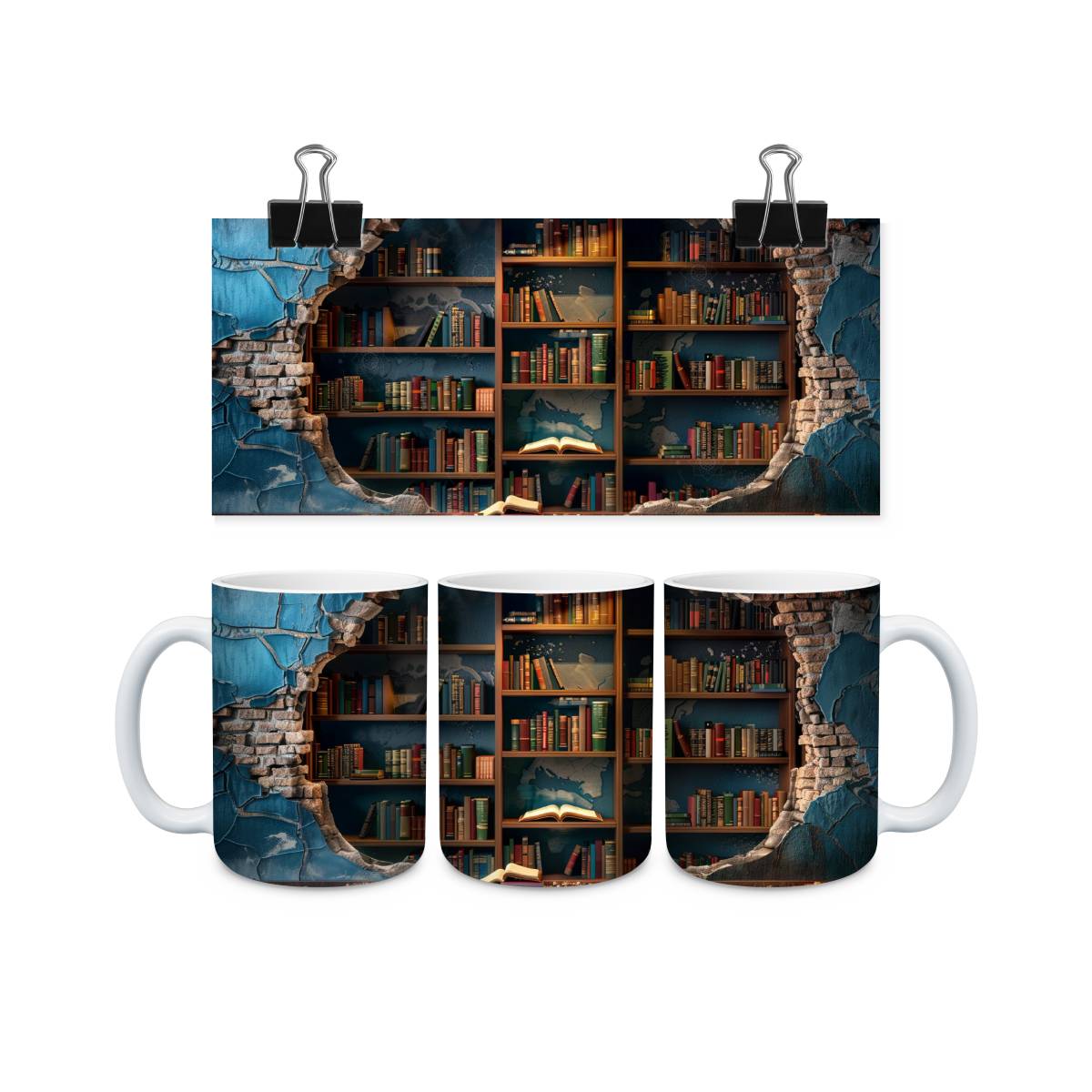 Library Books and Bookshelves Mugs - mug