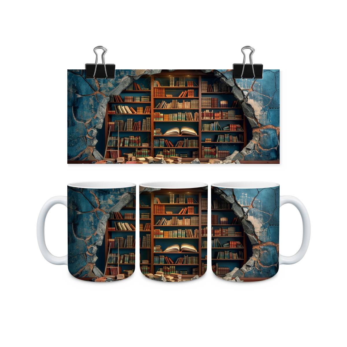 Library Books and Bookshelves Mugs - mug