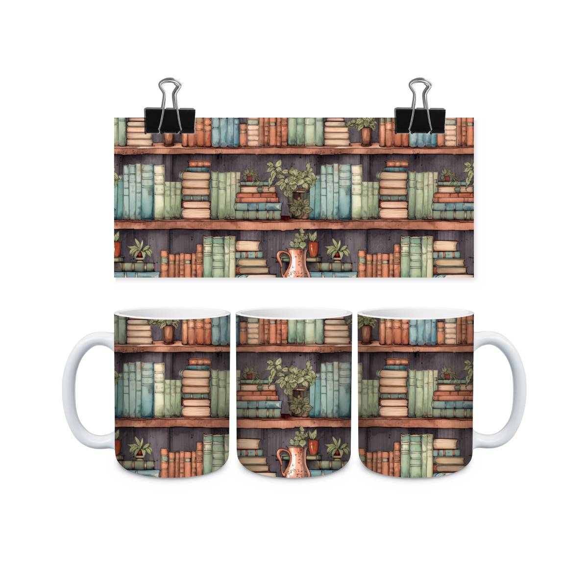 Library Books and Bookshelves Mugs - mug