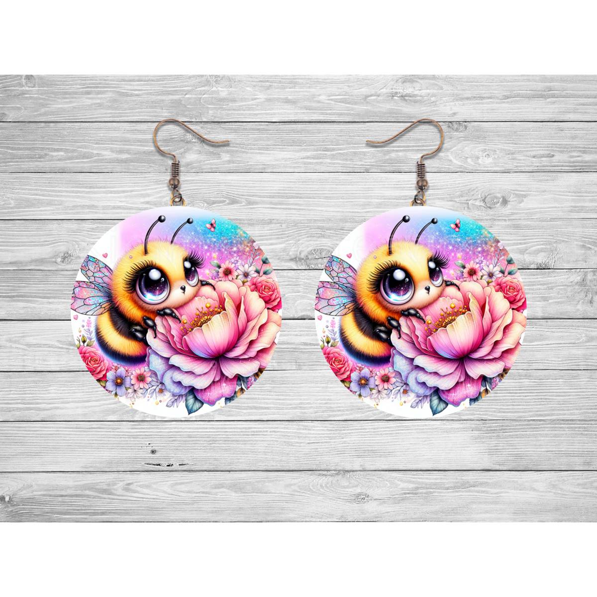 Cute Honeybee Round Earrings - 24 - jewelry