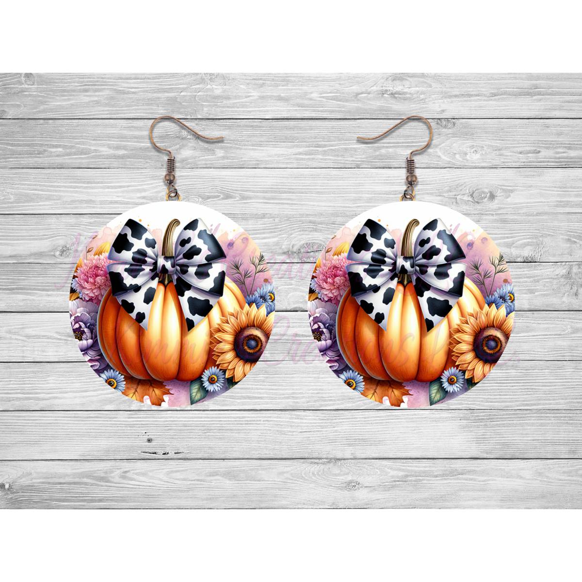 Floral Pumpkin Round Earrings - jewelry