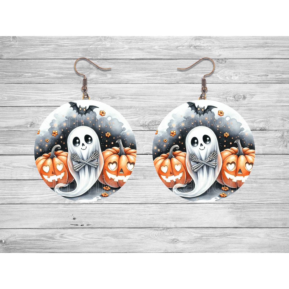 Halloween Ghost Round Earrings - Kimmie's Creations L.L.C.