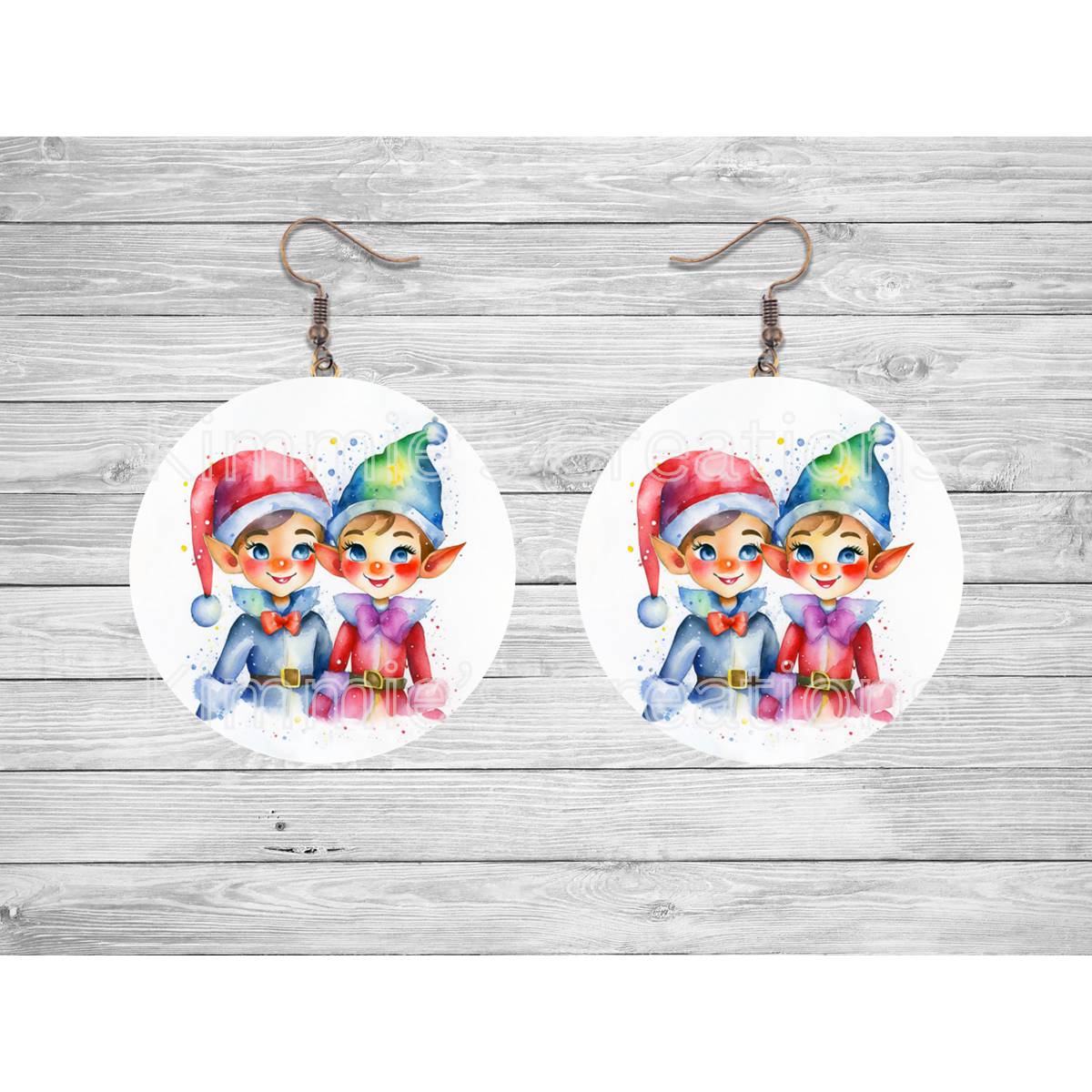 Two Elves Round Earrings - Kimmie's Creations L.L.C.