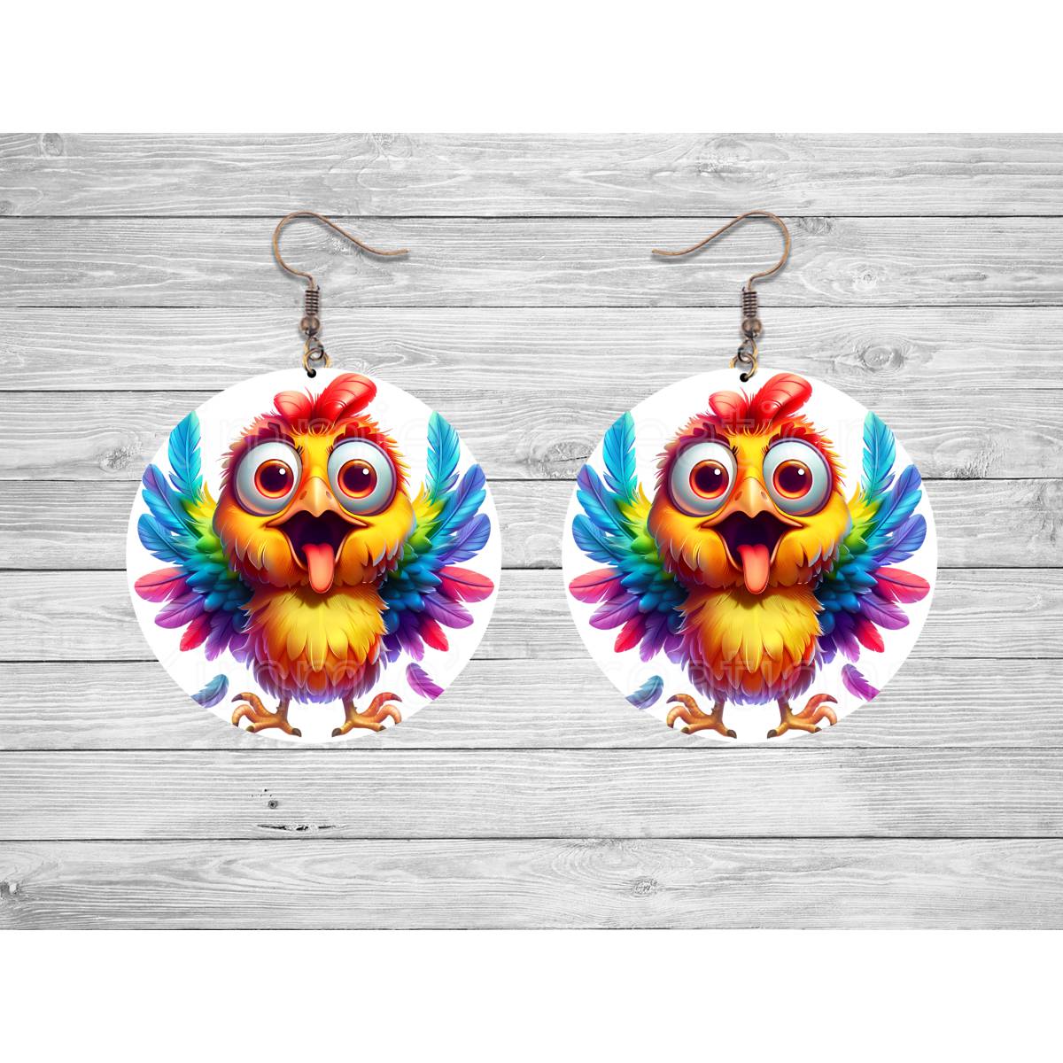 Silly Chicken Round Earrings - Kimmie's Creations L.L.C.