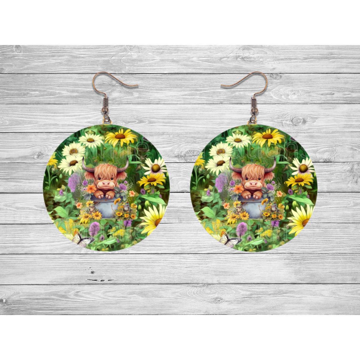 Cow in a Bucket Round Earrings - Kimmie's Creations L.L.C.