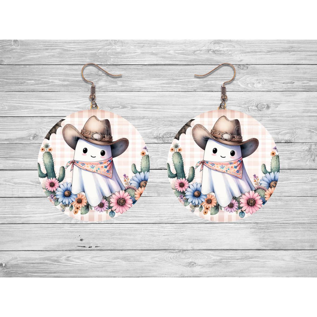 Funny Halloween Ghosts Round Earrings - Kimmie's Creations L.L.C.
