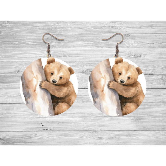 Stacey’s Bears - 2 designs on Round Earrings - 02 - jewelry
