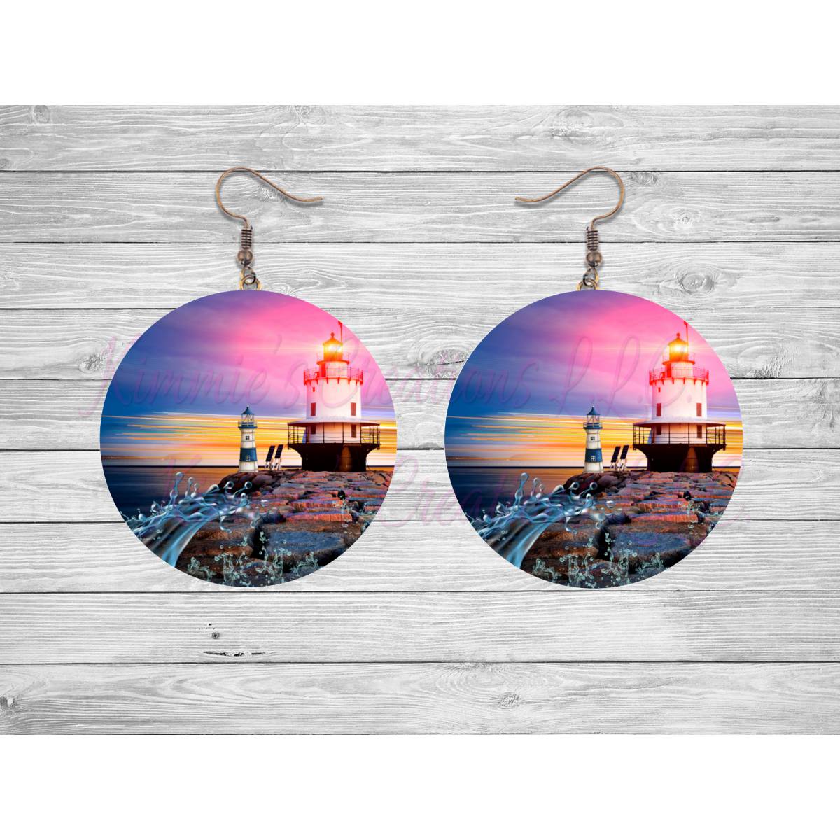 Two Lighthouses Round Earrings - Kimmie's Creations L.L.C.
