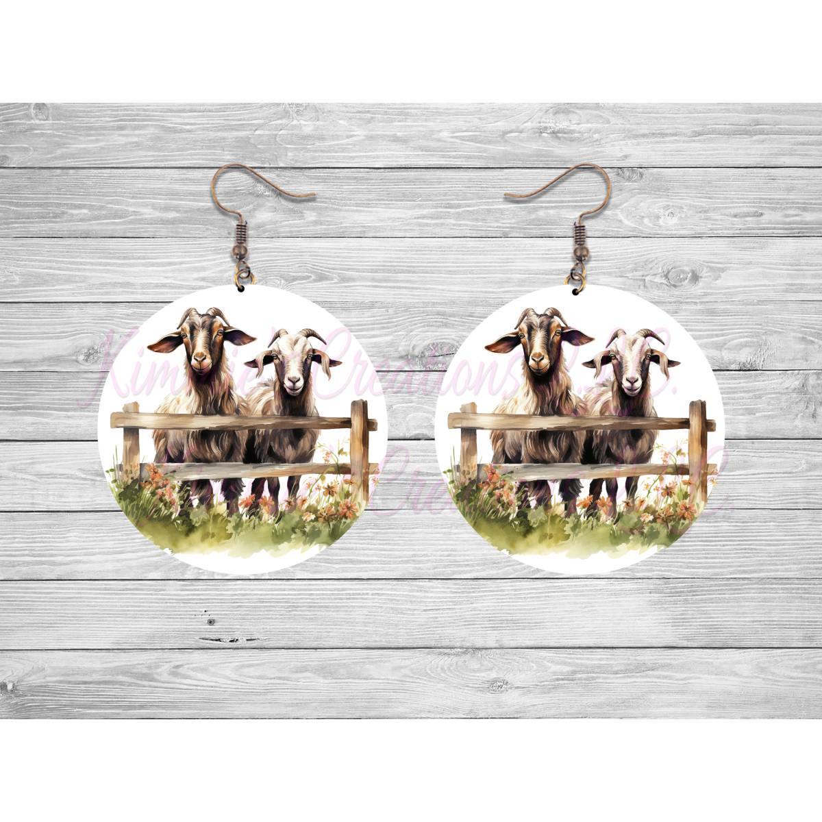 Goats on a Fence Round Earrings - 12 - jewelry