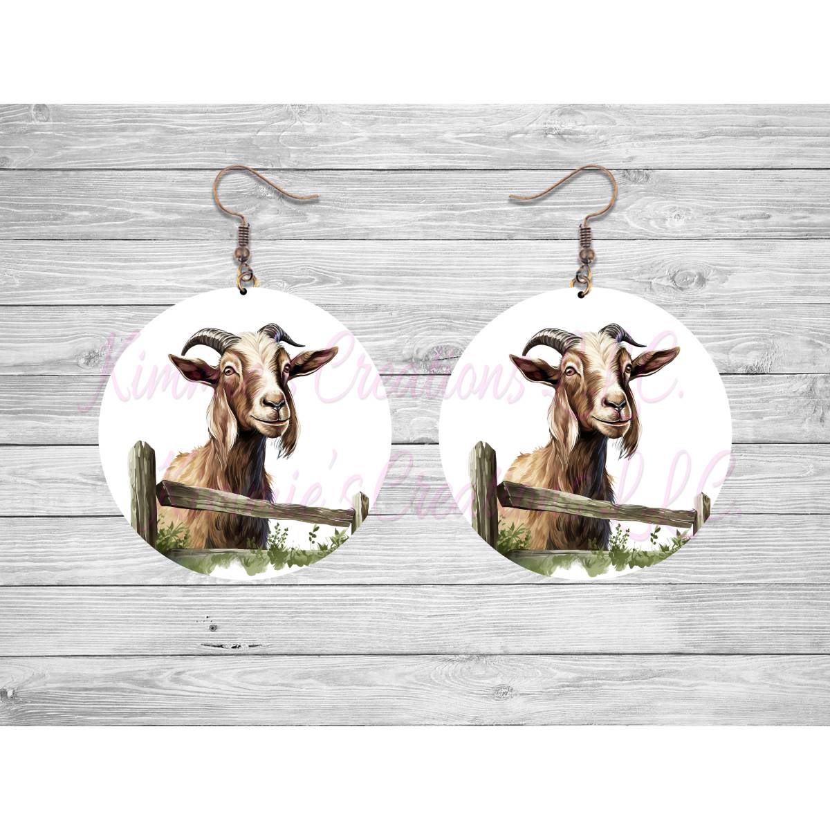 Goats on a Fence Round Earrings - 22 - jewelry