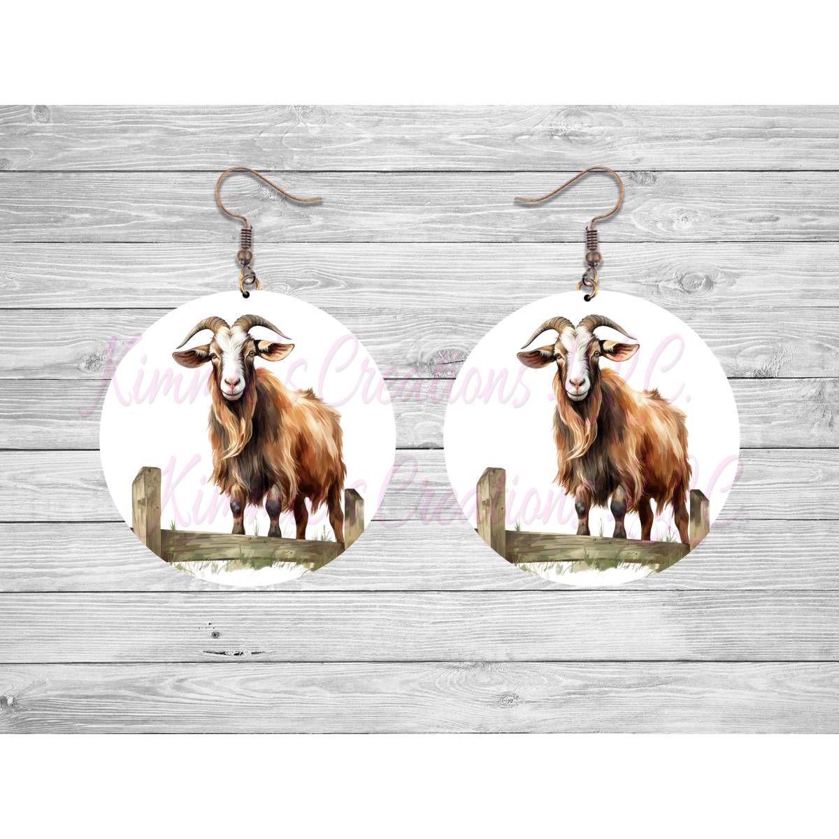 Goats on a Fence Round Earrings - 24 - jewelry