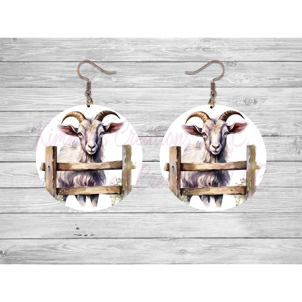 Goats on a Fence Round Earrings - 25 - jewelry