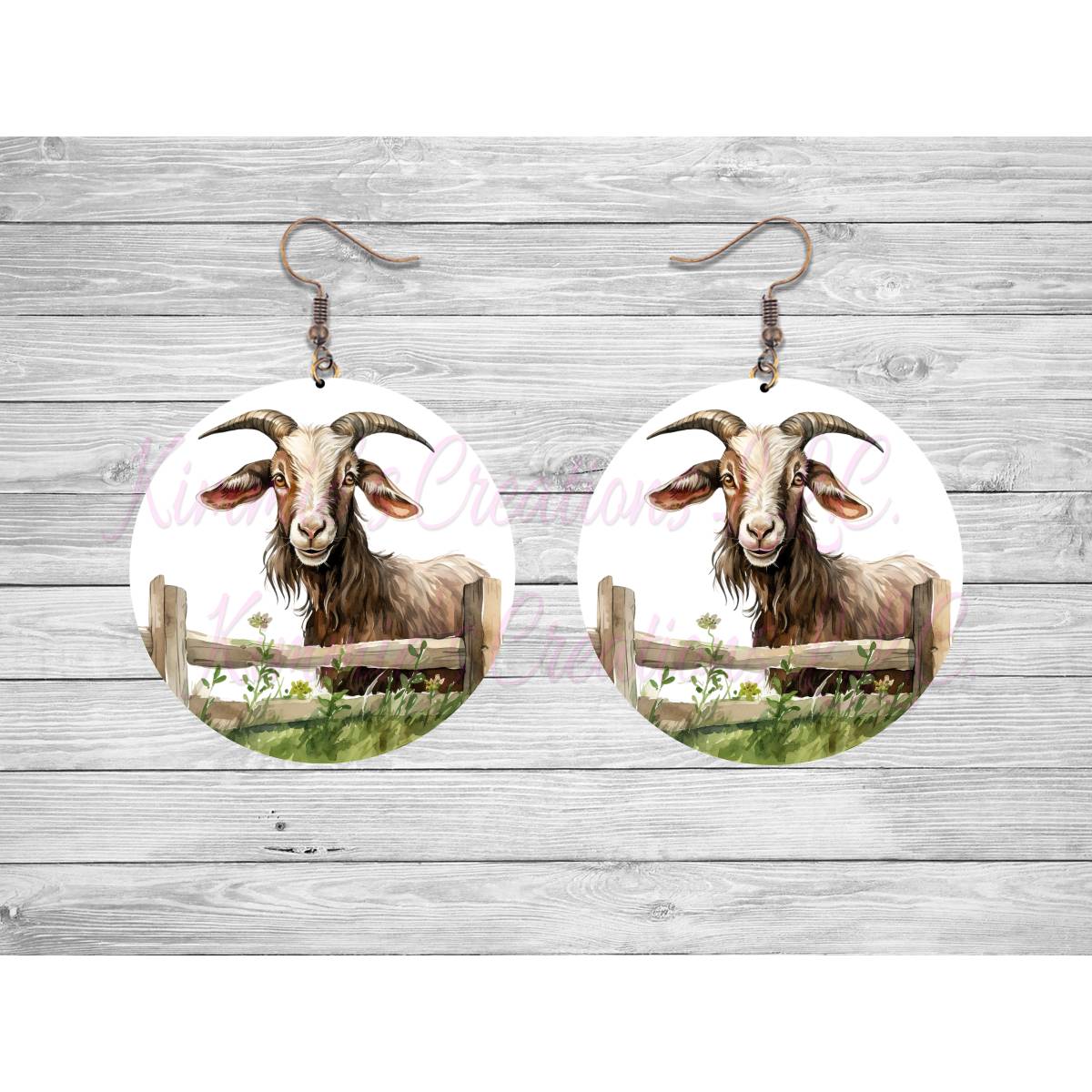 Goats on a Fence Round Earrings - 28 - jewelry