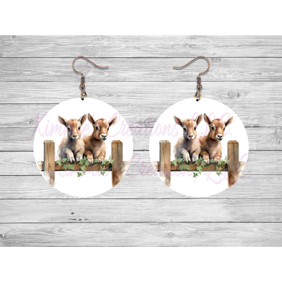 Goats on a Fence Round Earrings - 29 - jewelry