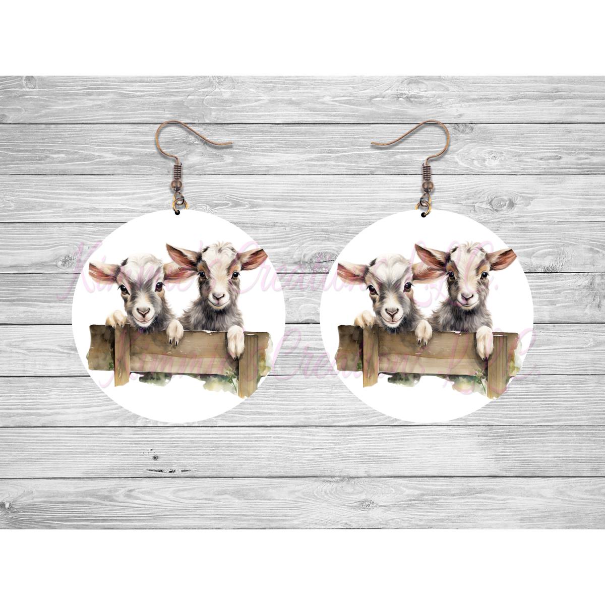 Goats on a Fence Round Earrings - 30 - jewelry