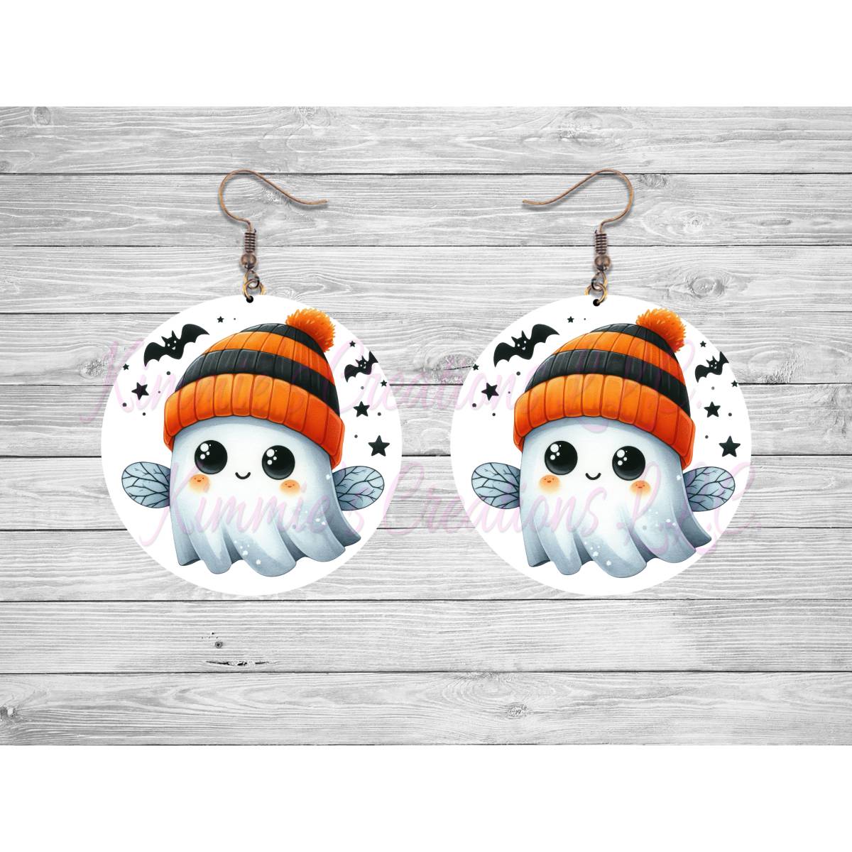 Funny Halloween Ghosts Round Earrings - Kimmie's Creations L.L.C.