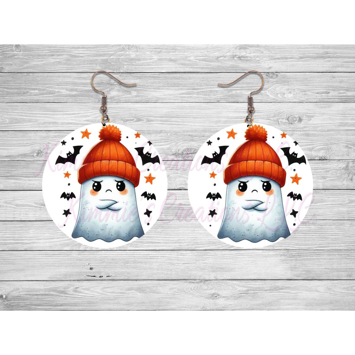 Funny Halloween Ghosts Round Earrings - Kimmie's Creations L.L.C.