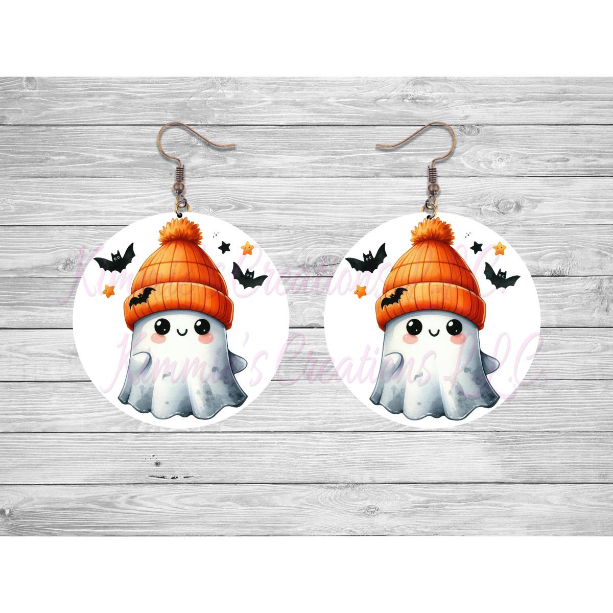 Funny Halloween Ghosts Round Earrings - Kimmie's Creations L.L.C.