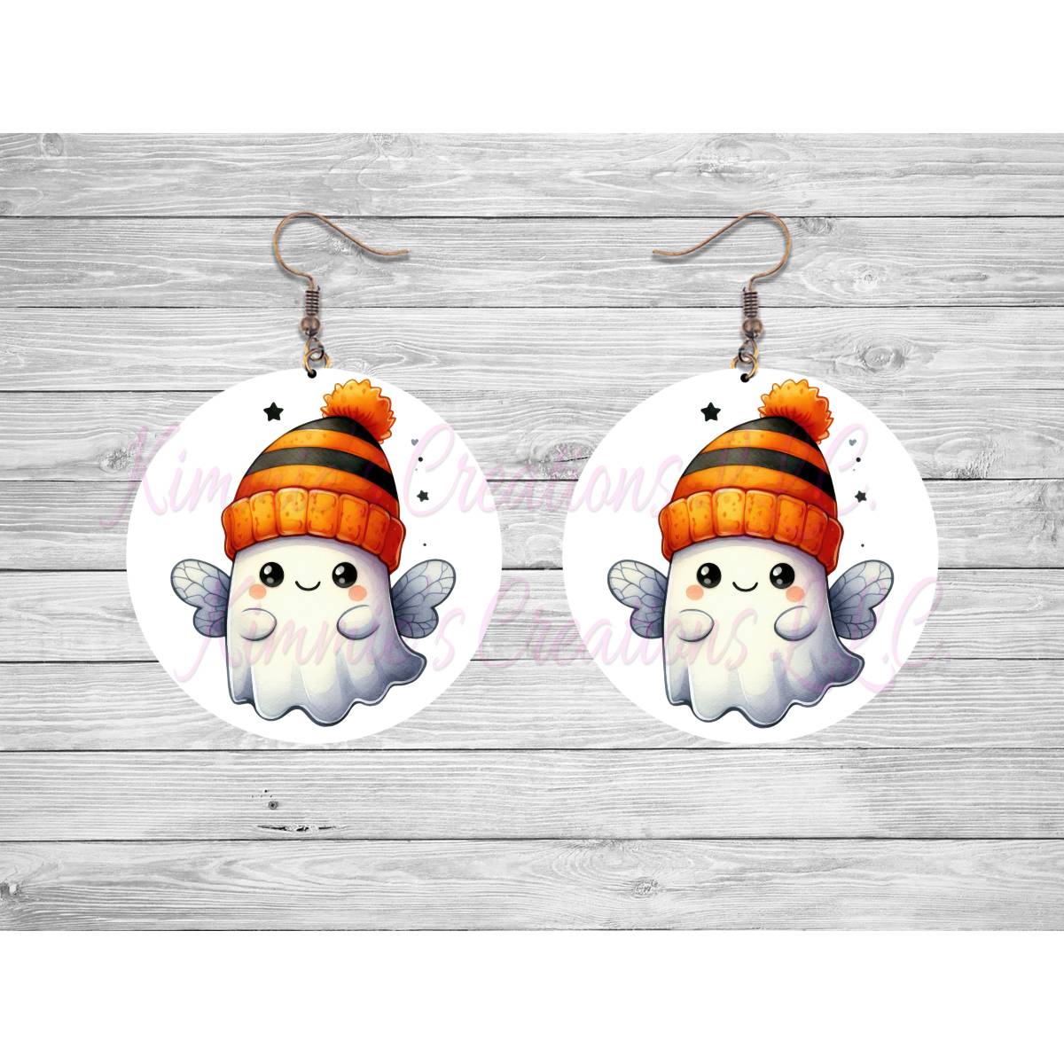 Funny Halloween Ghosts Round Earrings - Kimmie's Creations L.L.C.