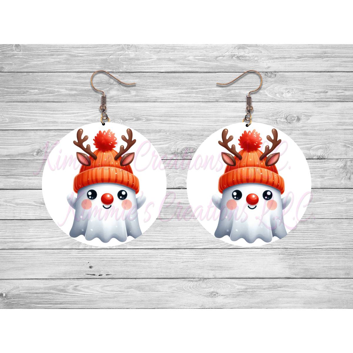 Funny Halloween Ghosts Round Earrings - Kimmie's Creations L.L.C.