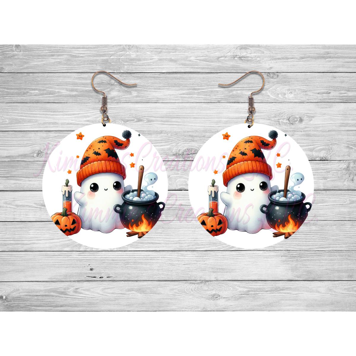 Funny Halloween Ghosts Round Earrings - Kimmie's Creations L.L.C.