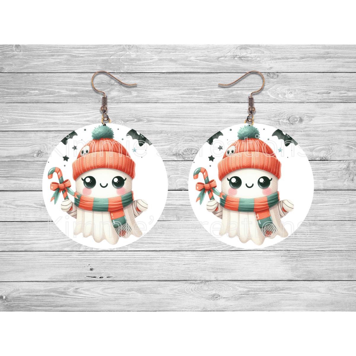 Funny Halloween Ghosts Round Earrings - Kimmie's Creations L.L.C.