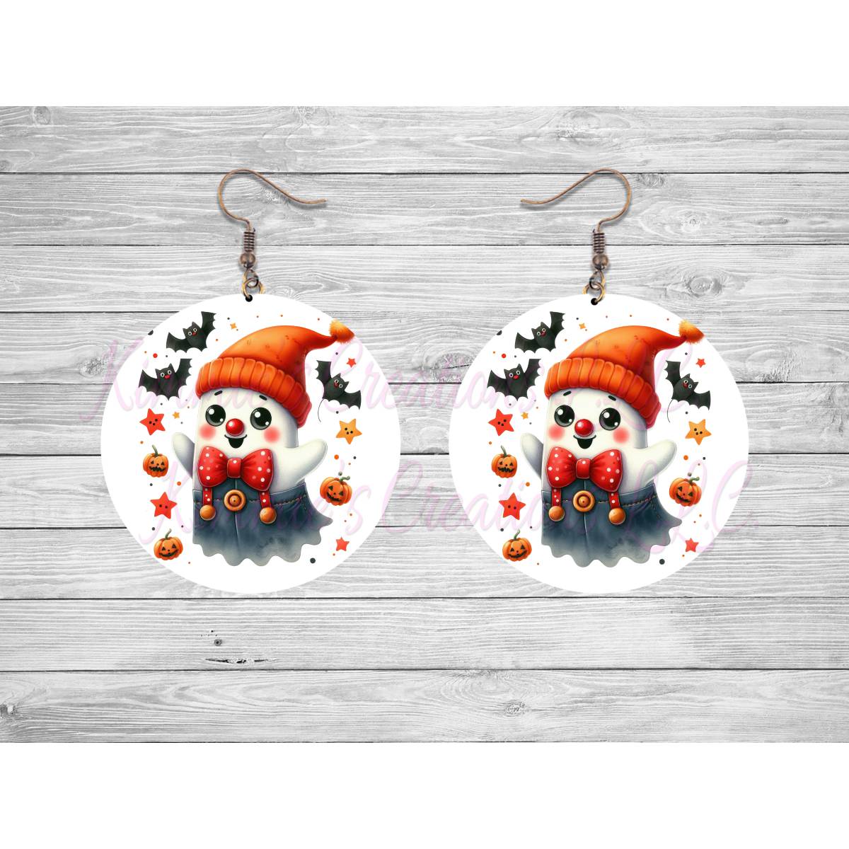 Funny Halloween Ghosts Round Earrings - Kimmie's Creations L.L.C.