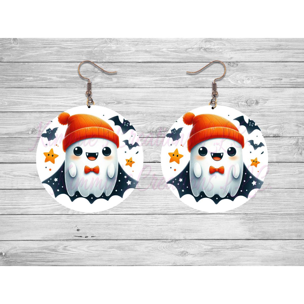 Funny Halloween Ghosts Round Earrings - Kimmie's Creations L.L.C.