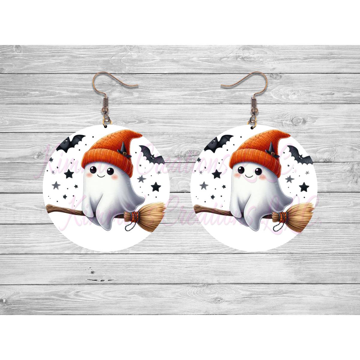 Funny Halloween Ghosts Round Earrings - Kimmie's Creations L.L.C.