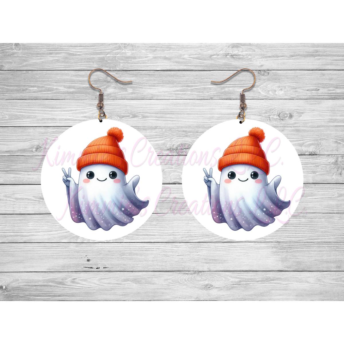 Funny Halloween Ghosts Round Earrings - Kimmie's Creations L.L.C.