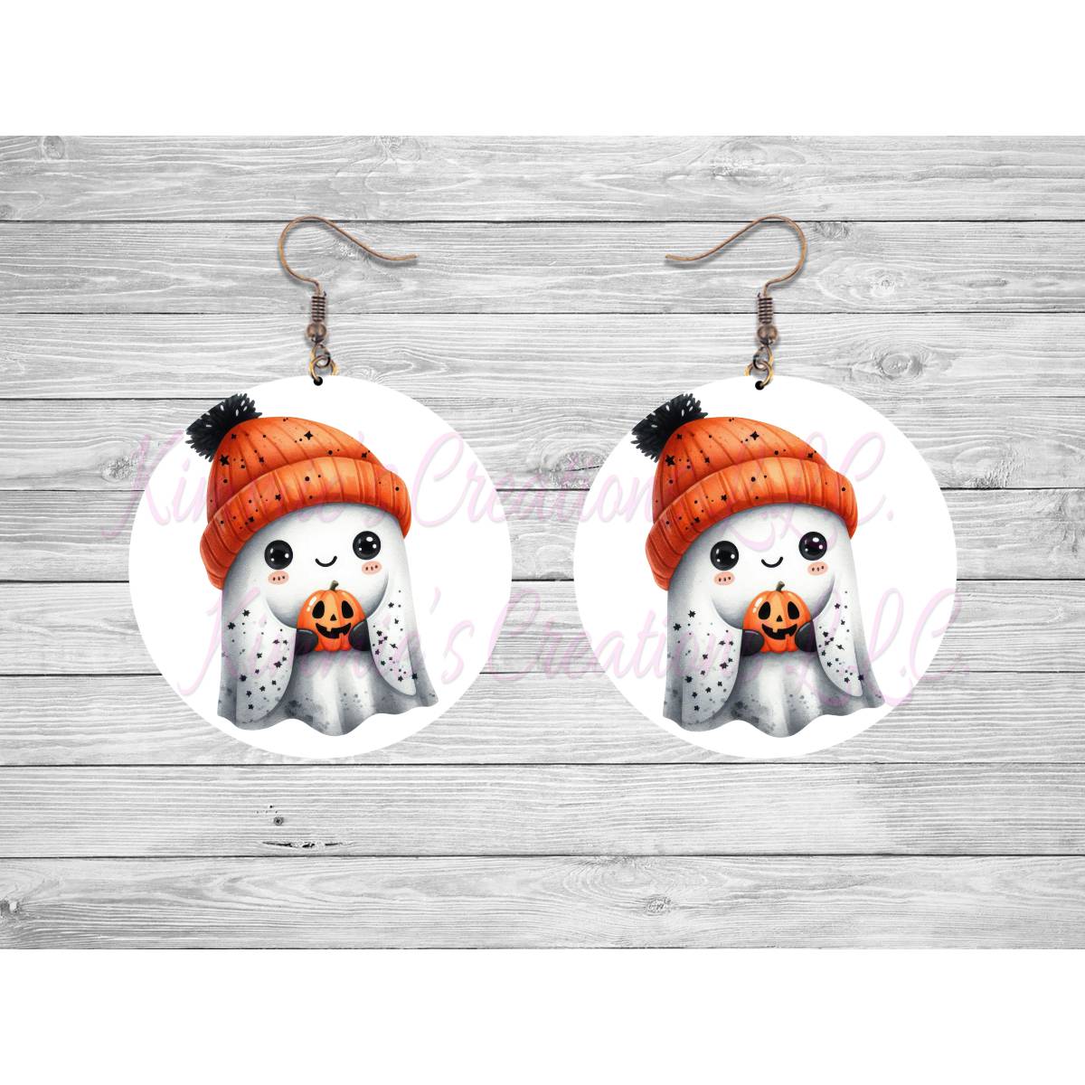 Funny Halloween Ghosts Round Earrings - Kimmie's Creations L.L.C.