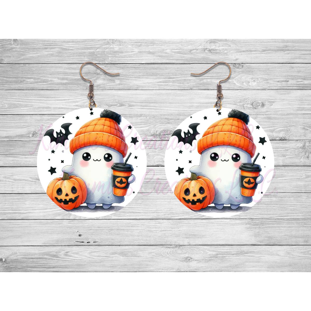 Funny Halloween Ghosts Round Earrings - Kimmie's Creations L.L.C.
