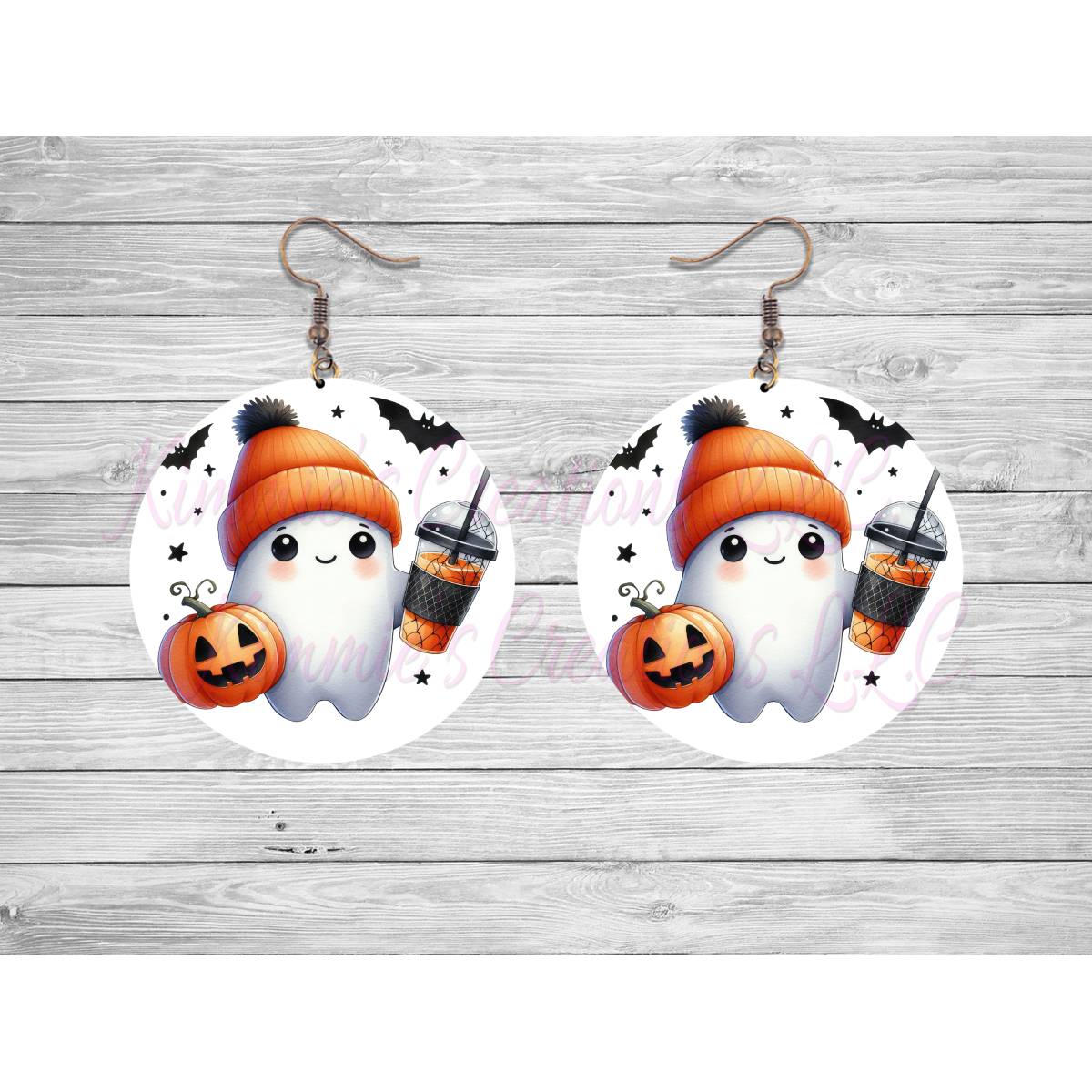 Funny Halloween Ghosts Round Earrings - Kimmie's Creations L.L.C.