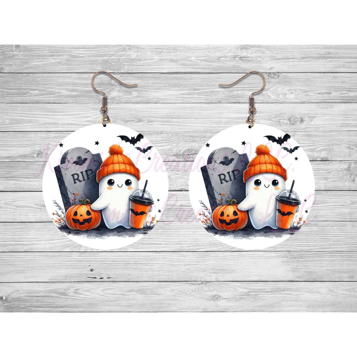 Funny Halloween Ghosts Round Earrings - Kimmie's Creations L.L.C.