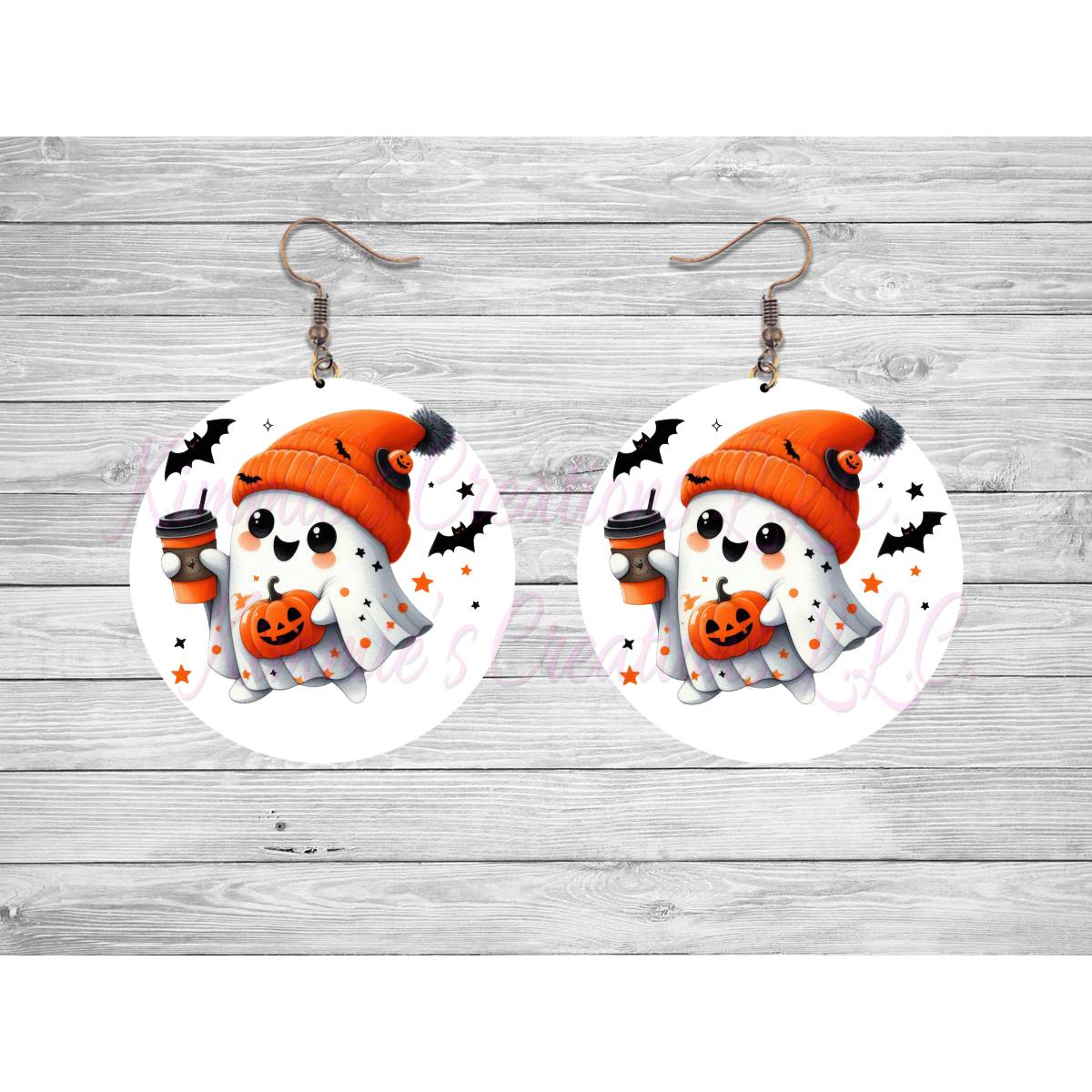 Funny Halloween Ghosts Round Earrings - Kimmie's Creations L.L.C.