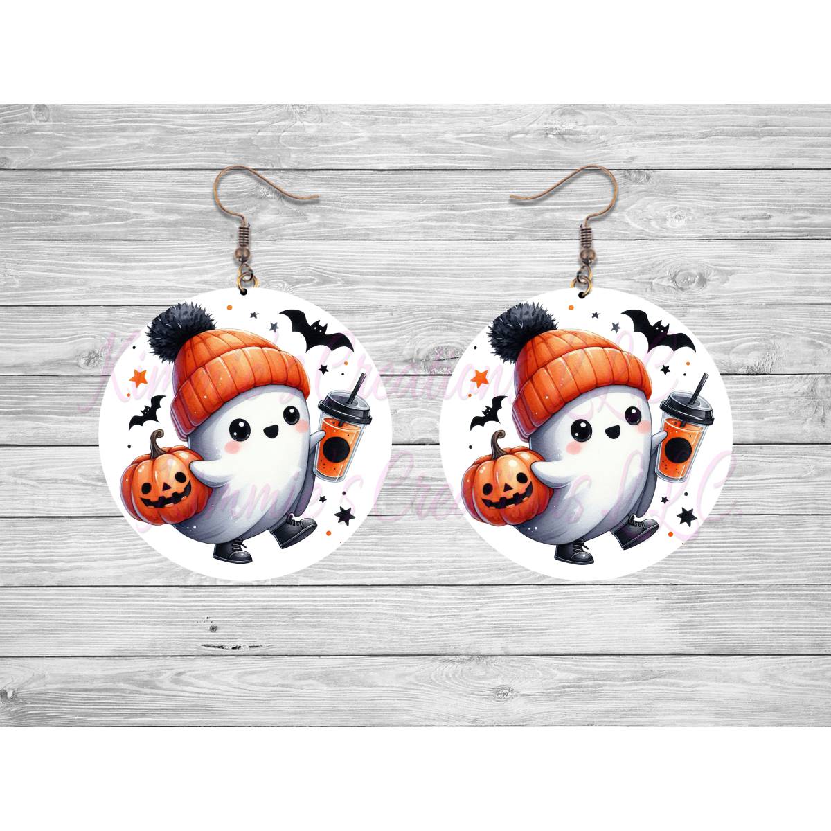 Funny Halloween Ghosts Round Earrings - Kimmie's Creations L.L.C.