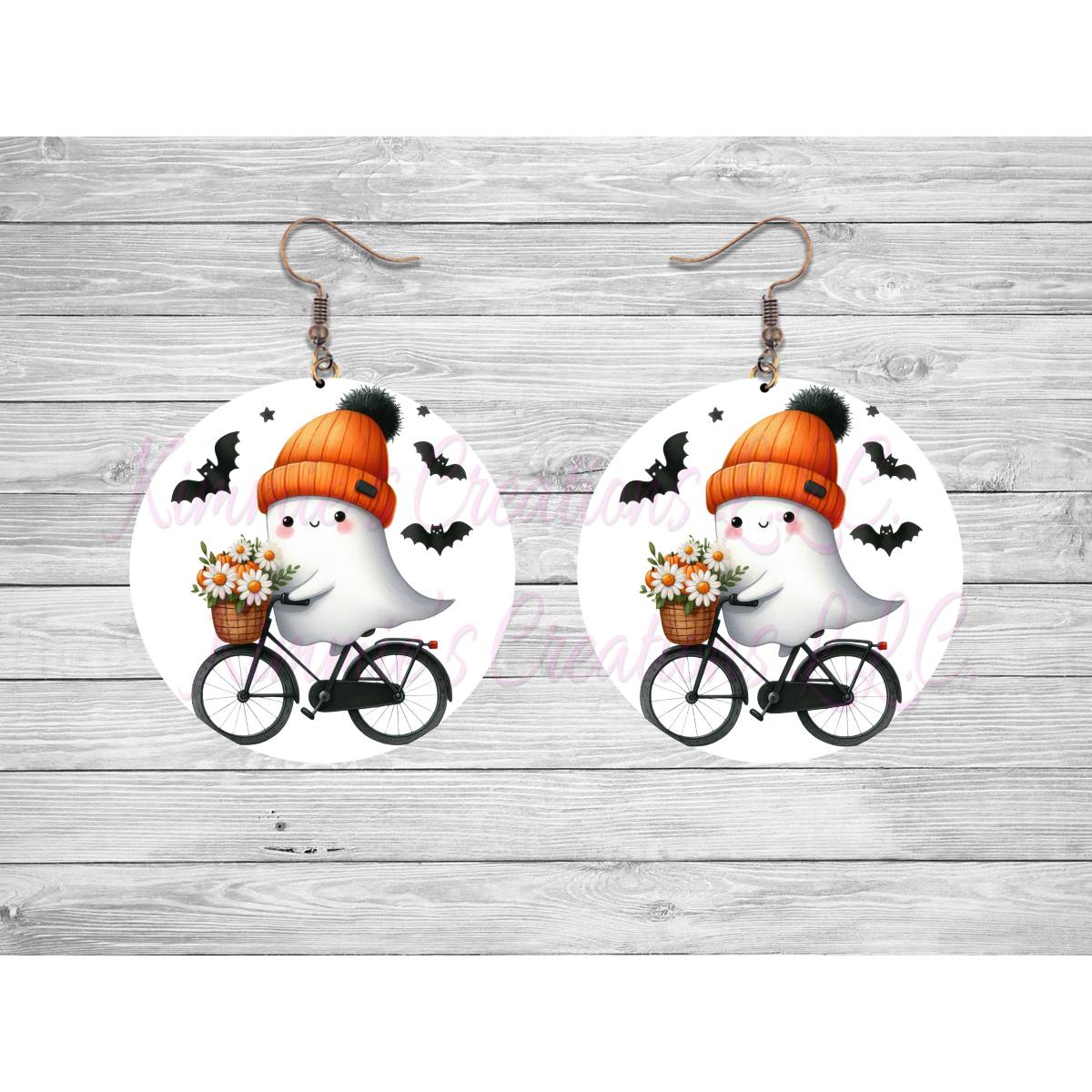 Funny Halloween Ghosts Round Earrings - Kimmie's Creations L.L.C.