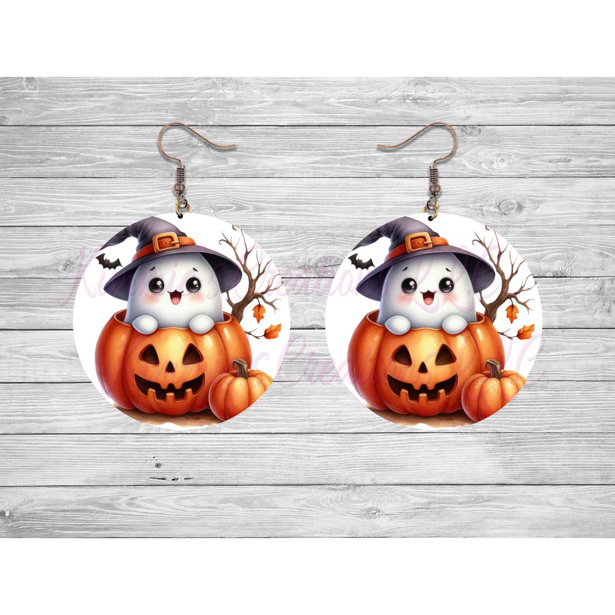 Funny Halloween Ghosts Round Earrings - Kimmie's Creations L.L.C.