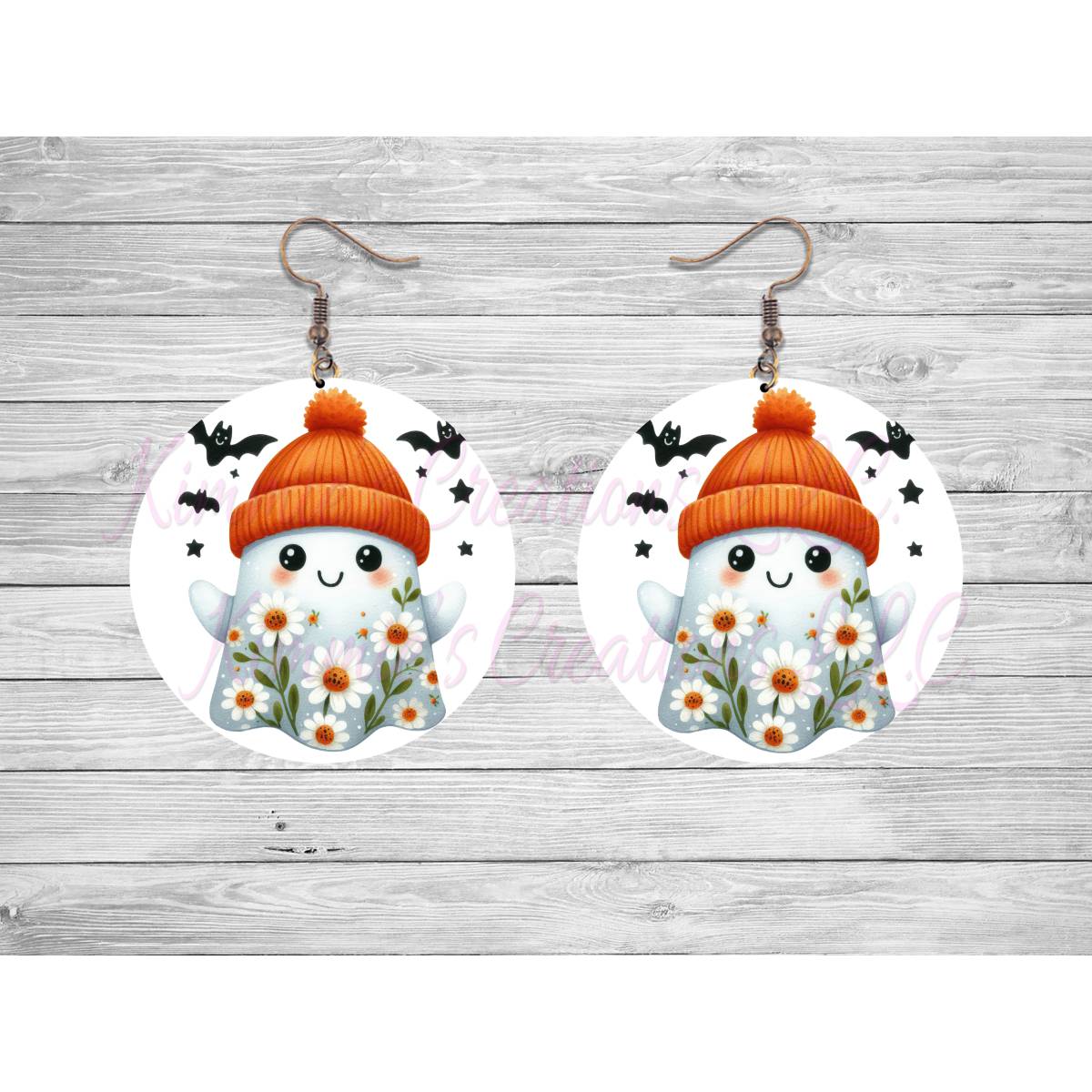 Funny Halloween Ghosts Round Earrings - Kimmie's Creations L.L.C.