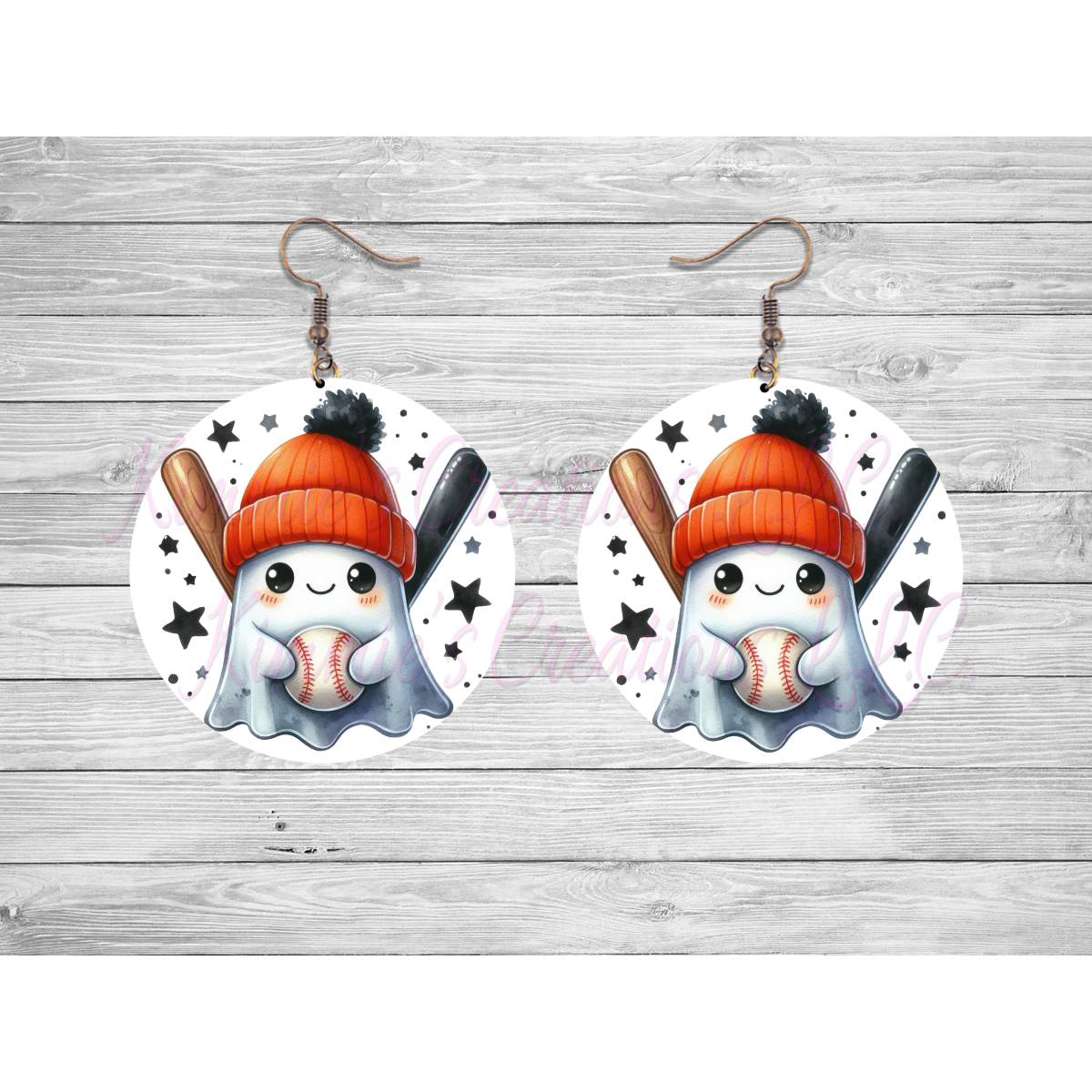 Funny Halloween Ghosts Round Earrings - Kimmie's Creations L.L.C.