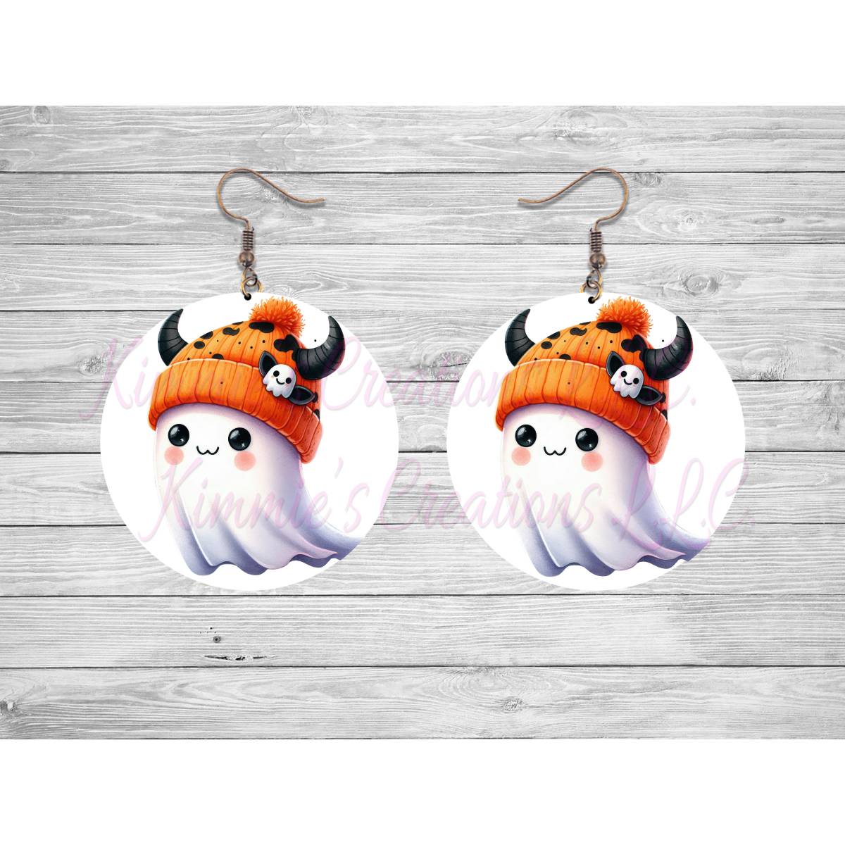 Funny Halloween Ghosts Round Earrings - Kimmie's Creations L.L.C.