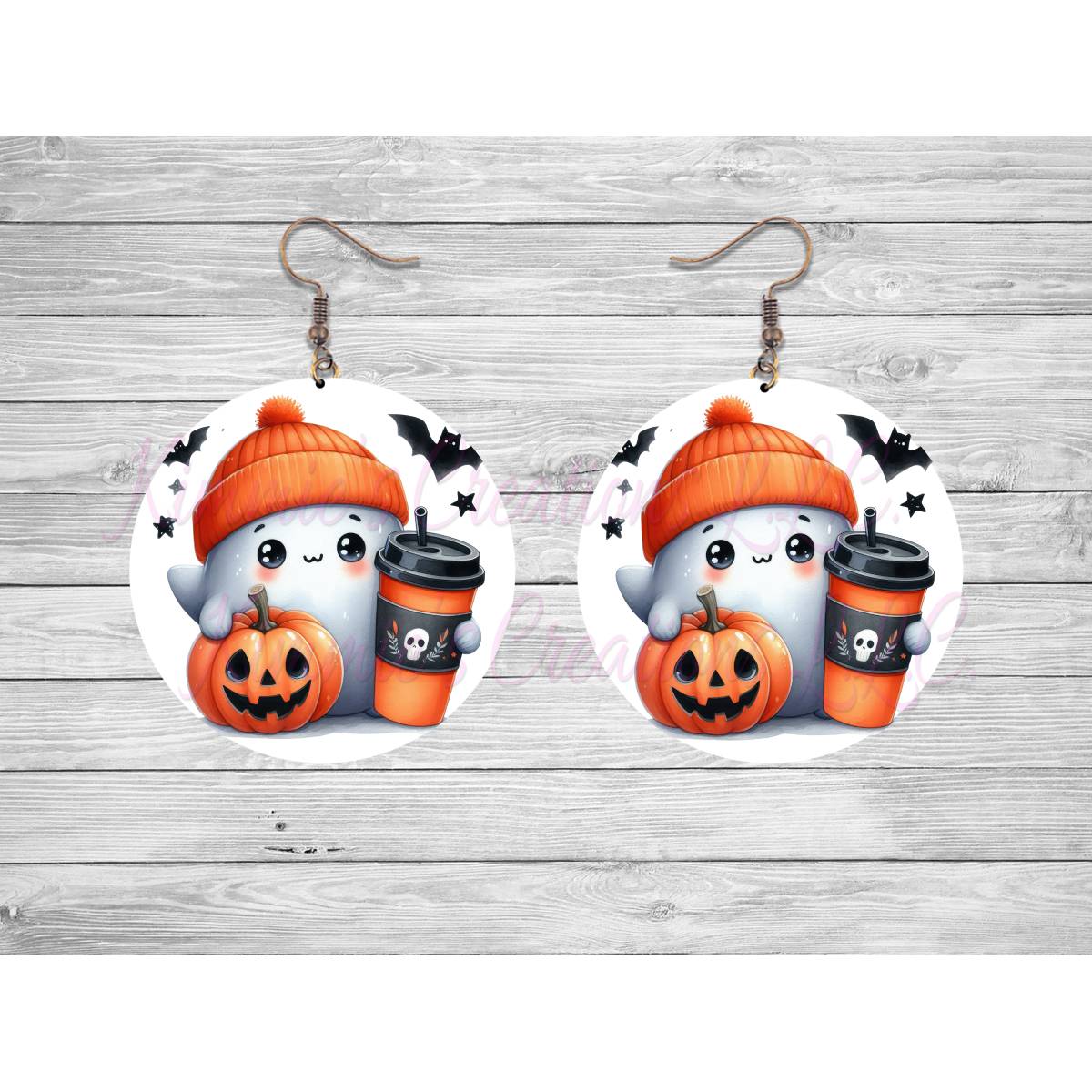 Funny Halloween Ghosts Round Earrings - Kimmie's Creations L.L.C.