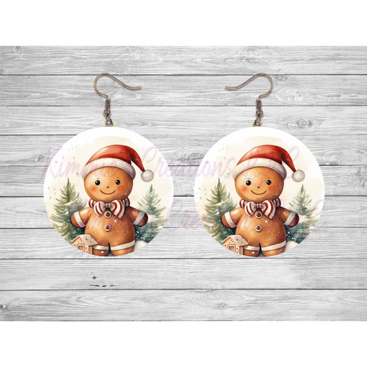 Gingerbread Man Round Earrings - 02 - jewelry