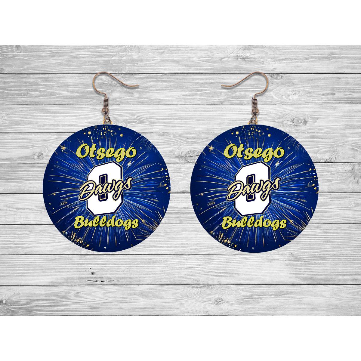 Otsego Bulldogs Round Earrings - Kimmie's Creations L.L.C.