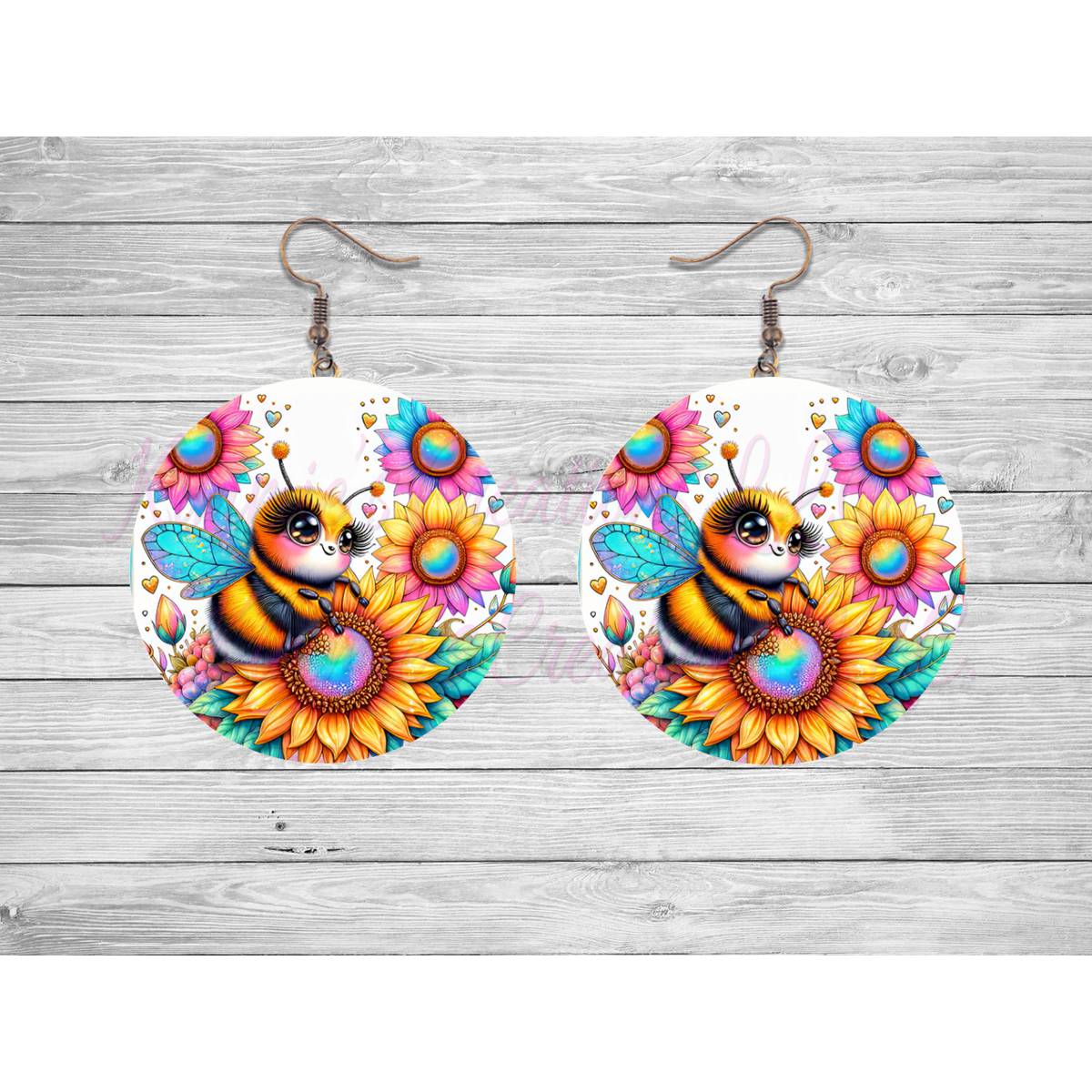 Cute Honeybee Round Earrings - 01 - jewelry