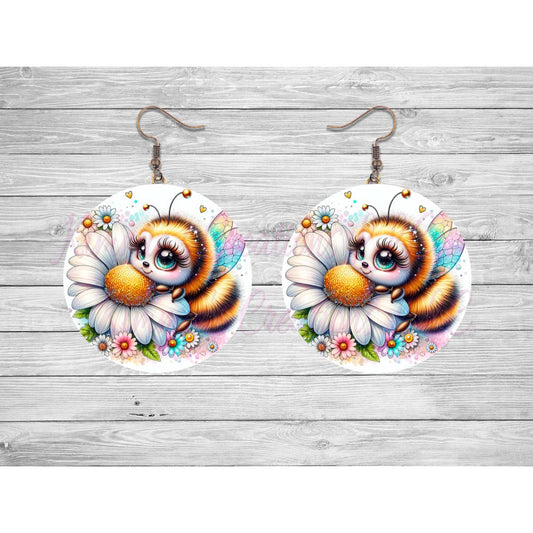 Cute Honeybee Round Earrings - 02 - jewelry