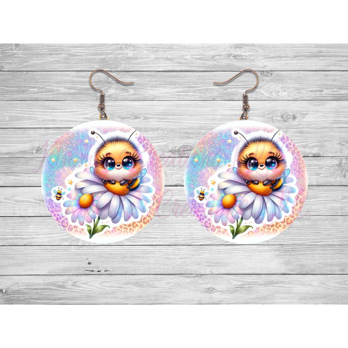 Cute Honeybee Round Earrings - 03 - jewelry