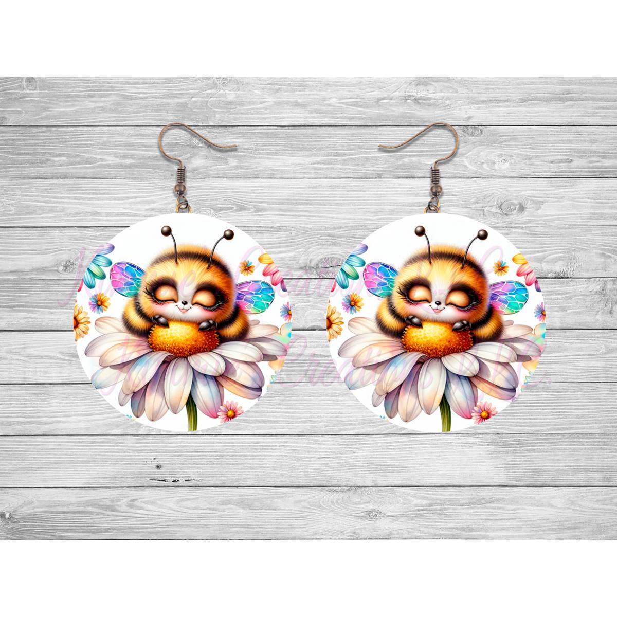 Cute Honeybee Round Earrings - 05 - jewelry
