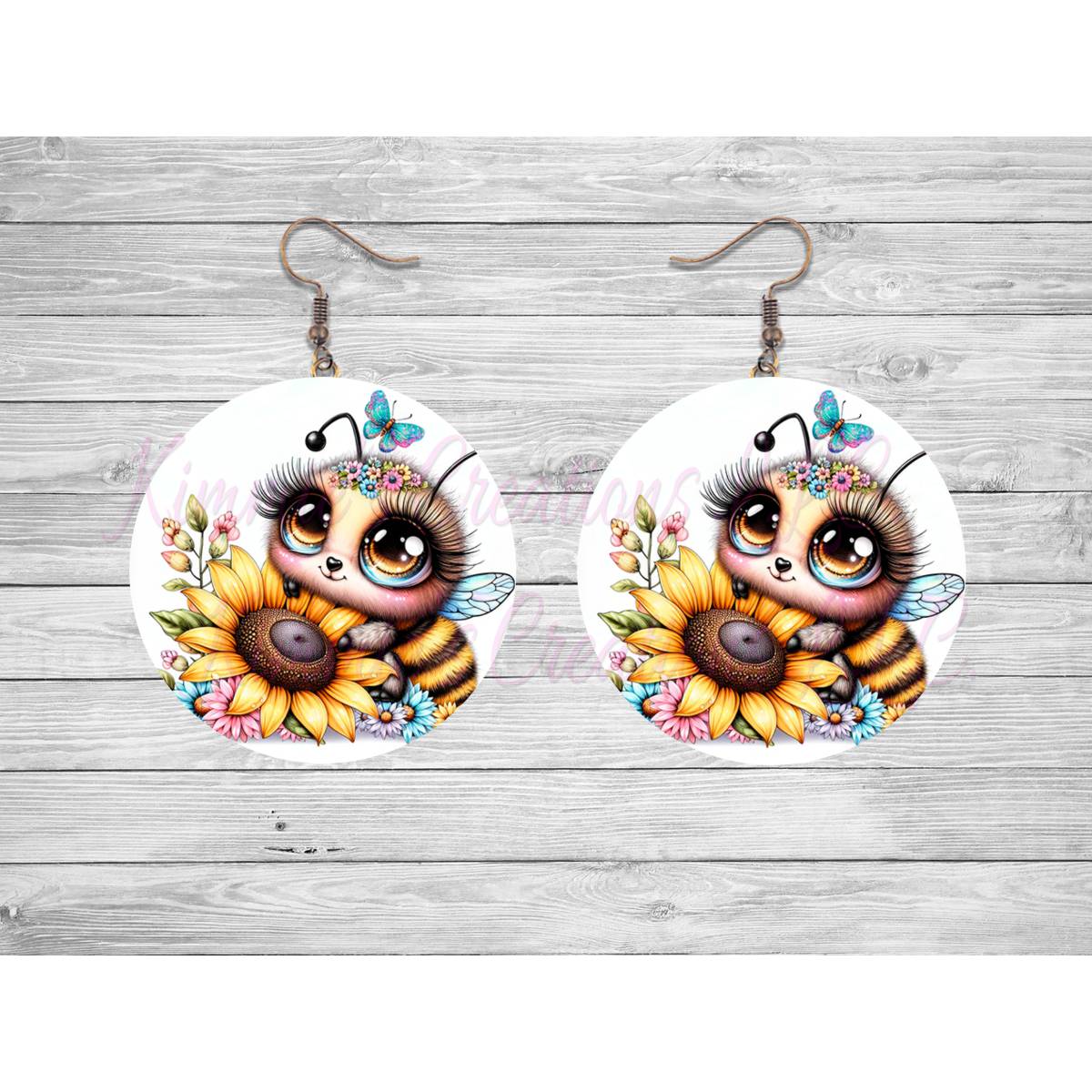 Cute Honeybee Round Earrings - 06 - jewelry