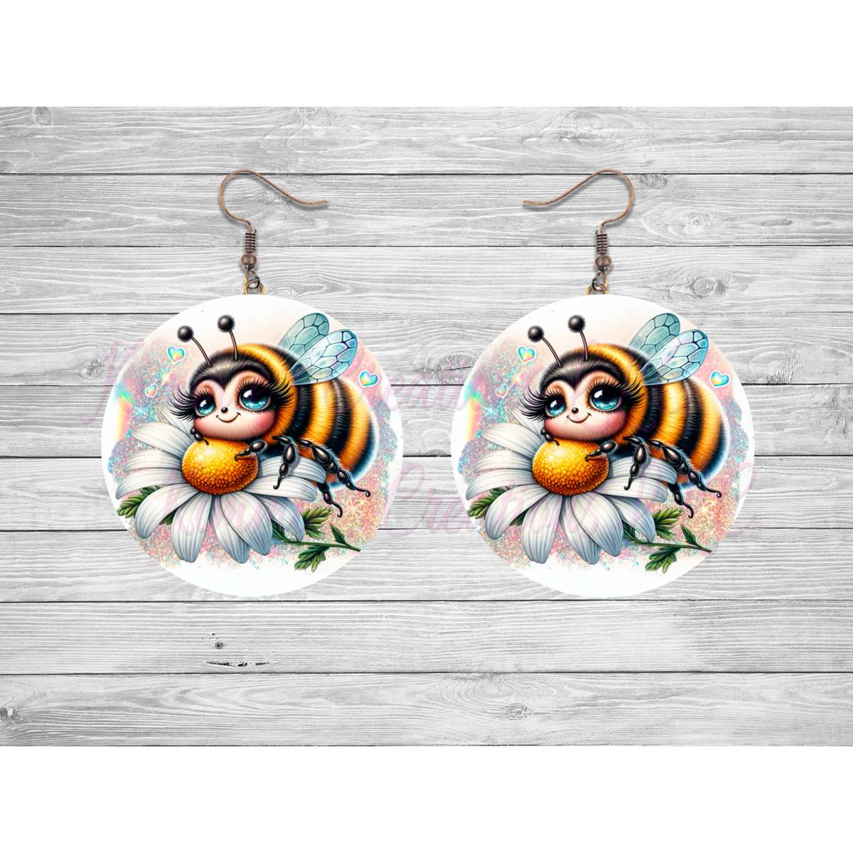 Cute Honeybee Round Earrings - 07 - jewelry
